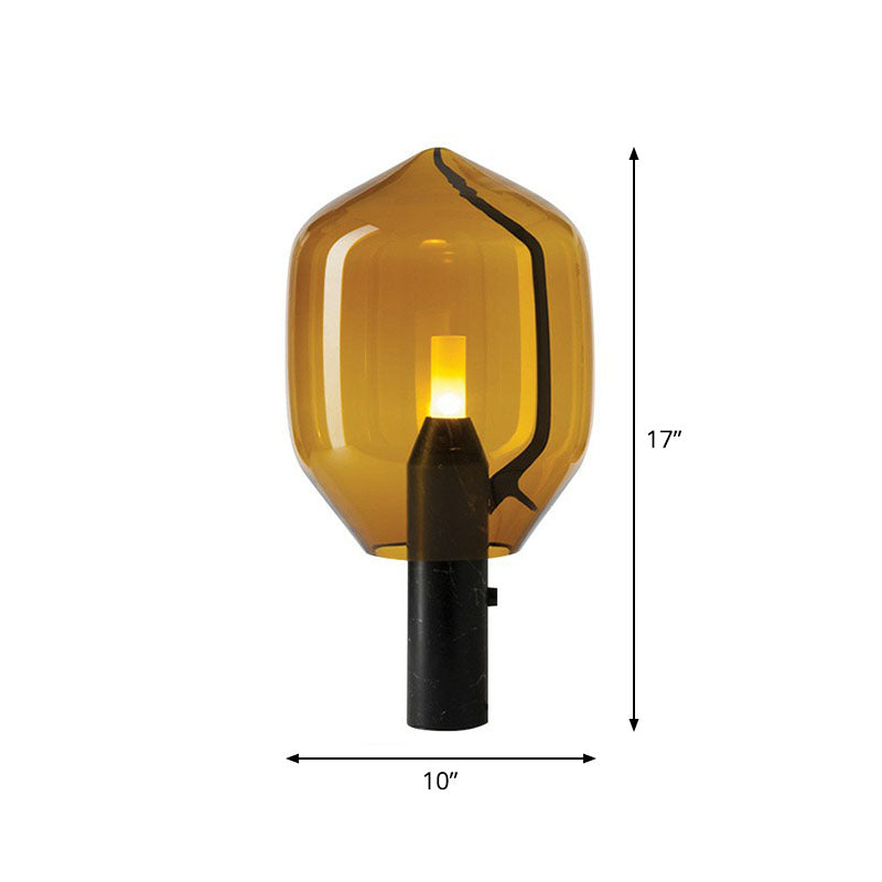 Glass Flower Bud Table Lamp Designer 1-Light Black Night Lighting for Living Room