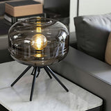 Tripod Bedside Table Lamp Metal 1 Head Nordic Nightstand Light with Jar Glass Shade