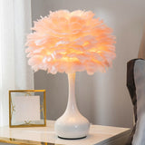 Feather Vase Night Stand Lamp Nordic 1-Bulb Table Lighting for Bedroom Decoration