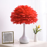 Feather Vase Night Stand Lamp Nordic 1-Bulb Table Lighting for Bedroom Decoration