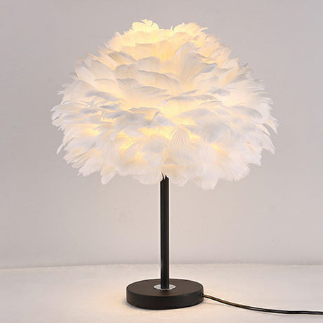 Modernist Layered Flower Night Lighting Feather 1-Head Girls Bedroom Table Light