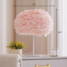 Nordic Stylish 1-Bulb Table Lamp Hemispherical Nightstand Light with Feather Shade