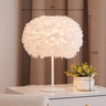 Nordic Stylish 1-Bulb Table Lamp Hemispherical Nightstand Light with Feather Shade