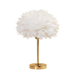 Blossom Night Stand Light Minimalistic Natural Feather Single Bedside Table Lamp