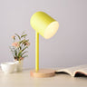 Macaron Elongated Dome Nightstand Light Metal 1 Head Bedroom Table Lamp with Wooden Base