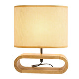 Fabric Shaded Nightstand Lamp Nordic 1-Light White Table Light with Wood Pedestal for Bedroom