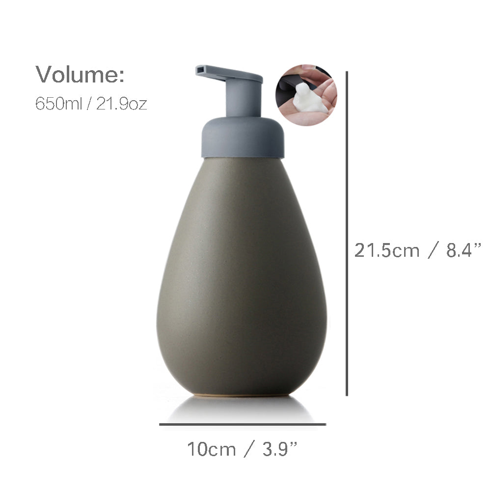 Ceramic Soap Dispenser, Foaming Pump Bathroom Bottle, Simple Design, Refillable Reusable Lotion Pump for Bathroom Kitchen, 650ml/21.9oz