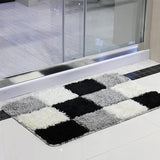 Feblilac Purple and White Checkerboard Pattern Ultra Soft Bathroom Rug, Multiple Sized Bathroom Rug, Plush Water-Absorbent , Multiple Sized Anti Slip Toilet Mat, Black and White Thick Bathroom Carpet, Art Bathroom Mats, Best Bath Rugs, Hot Shower Mat