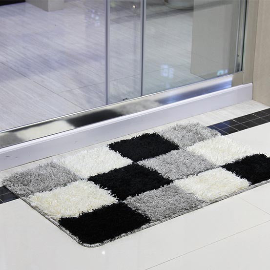 Feblilac Blue and White Checkerboard Pattern Ultra Soft Bathroom Rug, Multiple Sized Bathroom Rug, Plush Water-Absorbent , Multiple Sized Anti Slip Toilet Mat, Black and White Thick Bathroom Carpet, Art Bathroom Mats, Best Bath Rugs, Hot Shower Mat