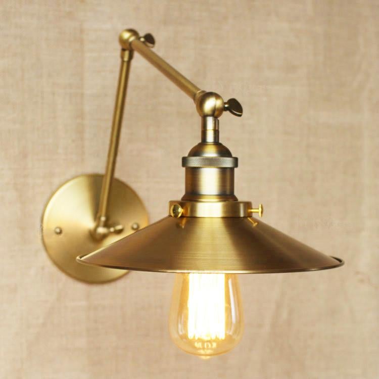 Brass Cone Shade Wall Light With Long Arm