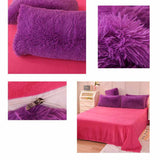 Solid Color Poly Mink Flannel Puffy Duvet Cover Bedding Set