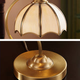 Simplicity Umbrella Shaped Table Lamp 1 Head Frosted Glass Night Lighting with Gooseneck Arm in Brass