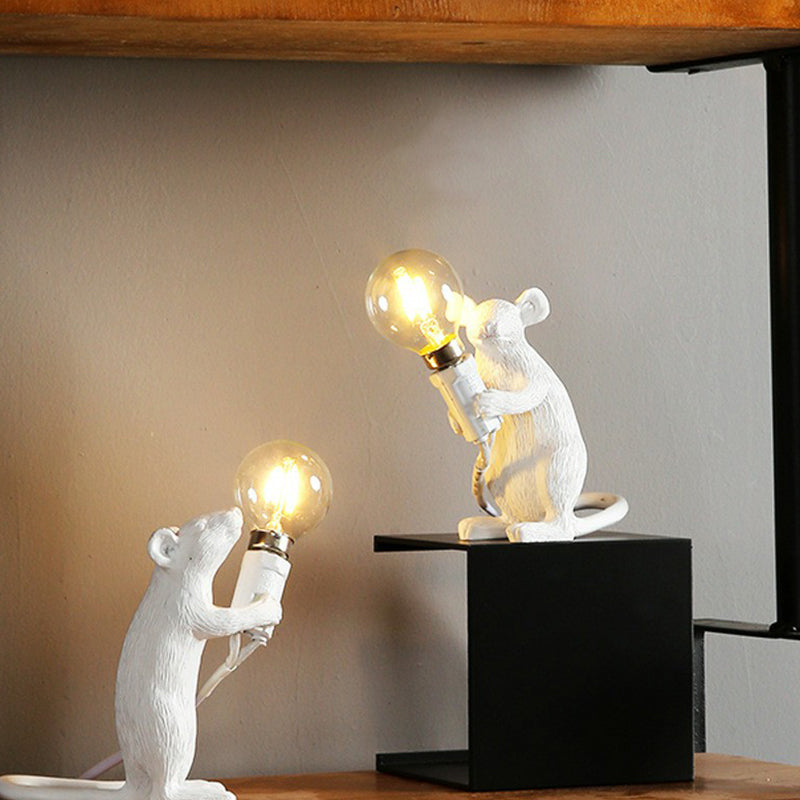 Mouse Shaped Mini Bedroom Table Light Resin 1 Head Novelty Kids Night Stand Lamp