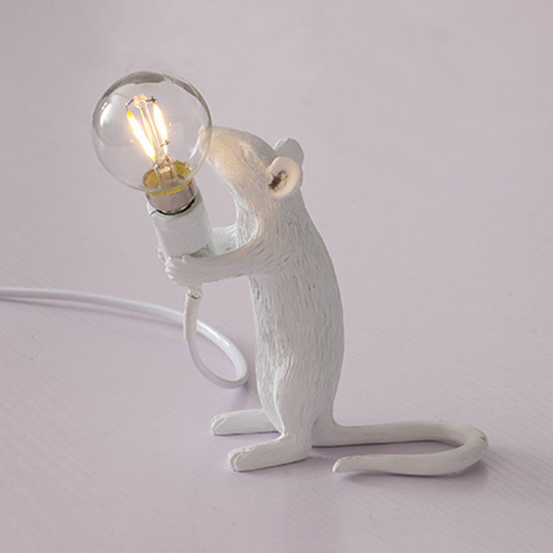 Kids Style Mouse Shaped Table Lamp Resin 1-Light Bedside Night Lighting for Decoration