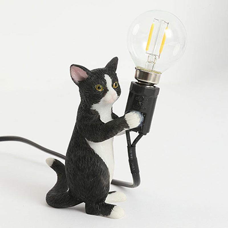 Kitten Night Table Light Decorative Resin 1 Bulb Childrens Bedroom Nightstand Lamp