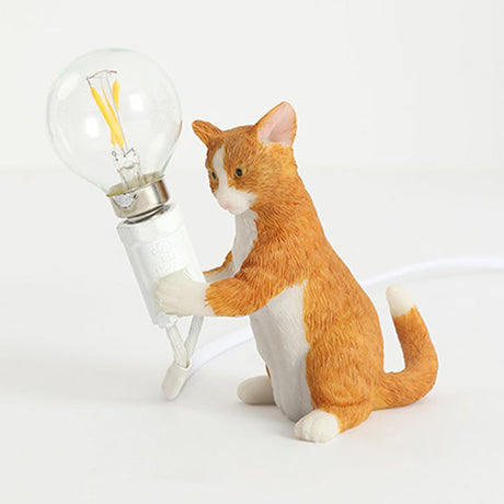 Kitten Night Table Light Decorative Resin 1 Bulb Childrens Bedroom Nightstand Lamp