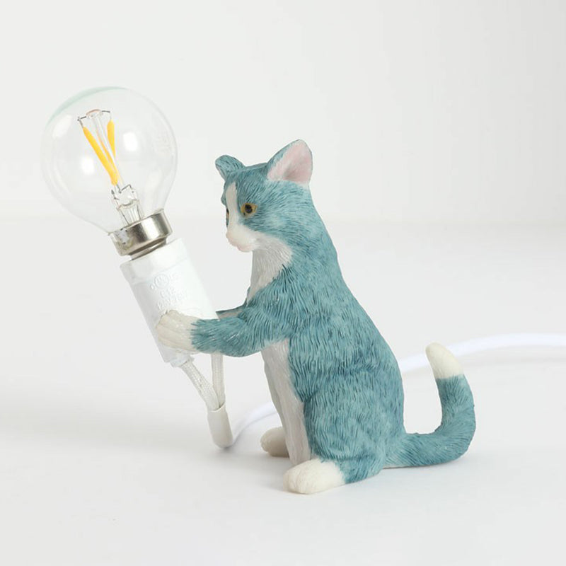 Kitten Night Table Light Decorative Resin 1 Bulb Childrens Bedroom Nightstand Lamp