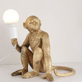 Art Deco Bare Bulb Night Light Resin 1 Head Bedroom Table Lamp with Monkey Statuette