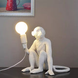 Art Deco Bare Bulb Night Light Resin 1 Head Bedroom Table Lamp with Monkey Statuette