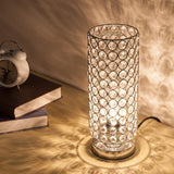 Crystal Pole Shaped Night Light Minimalist Single Chrome Finish Table Lamp for Bedroom
