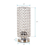 Crystal Pole Shaped Night Light Minimalist Single Chrome Finish Table Lamp for Bedroom