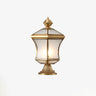 Bronze Curved Lantern Post Lighting Minimalistic 3-Bulb Frosted Glass Landscape Lamp