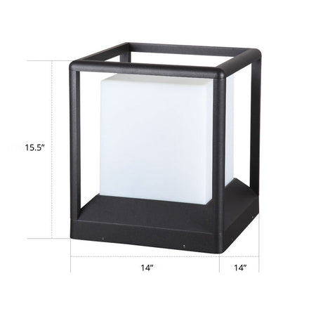 Cubic Plastic Post Light Modern 1-Light Black and White Gate Lamp with Metal Frame