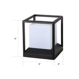 Cubic Plastic Post Light Modern 1-Light Black and White Gate Lamp with Metal Frame