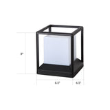 Cubic Plastic Post Light Modern 1-Light Black and White Gate Lamp with Metal Frame