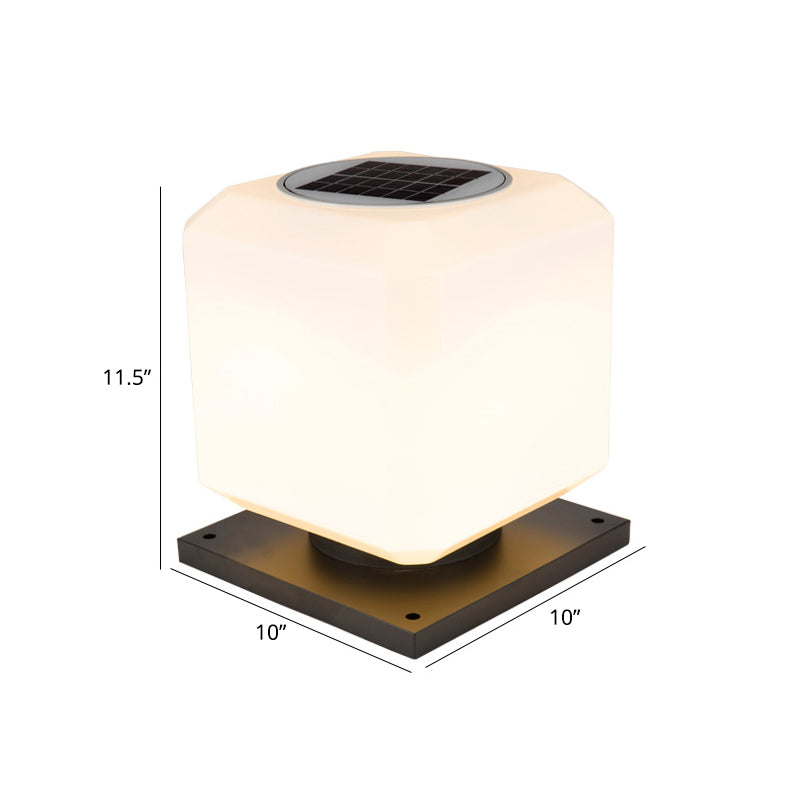 Acrylic Cube Shaped Street Light Nordic White Solar LED Post Lamp Fixture for Yard