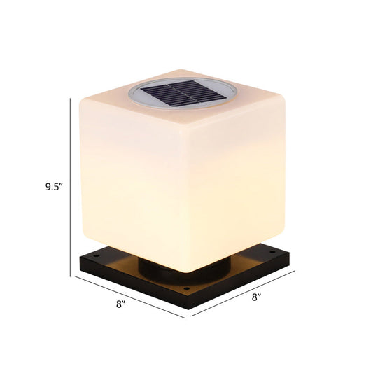 Acrylic Cube Shaped Street Light Nordic White Solar LED Post Lamp Fixture for Yard