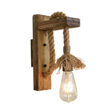 American Countryside Wooden Retro Wall Lamp