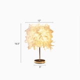 White Cylindrical Night Table Light Simplicity Single Bulb Feather Nightstand Lamp