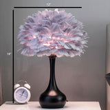 Feather Flower Vase Night Lighting Nordic Style Single-Bulb Table Light for Bedroom