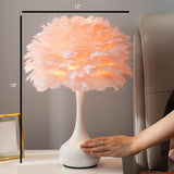 Feather Flower Vase Night Lighting Nordic Style Single-Bulb Table Light for Bedroom