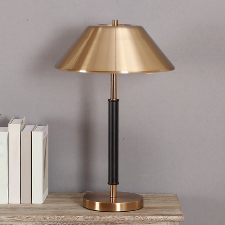 Brass Truncated Cone Night Lamp Postmodern 2-Light Metal Table Light for Bedroom