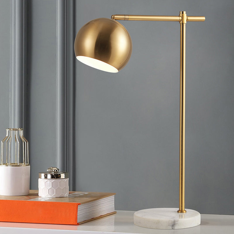 Postmodernist Dome Table Lamp Metal 1 Head Living Room Night Light in Brass with Marble Base