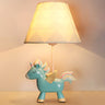 Tapered Print Fabric Table Lamp Cartoon 1 Bulb Nightstand Light with Unicorn Deco for Child Room