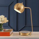 Rotating Dome Table Light Minimalist Metal 1 Head Gold Night Lamp with Wireless Charger Base