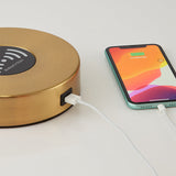 Rotating Dome Table Light Minimalist Metal 1 Head Gold Night Lamp with Wireless Charger Base