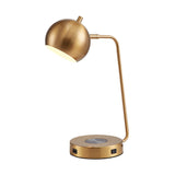 Rotating Dome Table Light Minimalist Metal 1 Head Gold Night Lamp with Wireless Charger Base