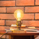 Exposed Bulb Metal Night Lamp Industrial Style 1 Head Bedside Table Light in Bronze