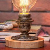 Exposed Bulb Metal Night Lamp Industrial Style 1 Head Bedside Table Light in Bronze