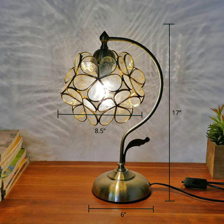 Tiffany Gooseneck Table Lamp 1 Head Metal Nightstand Light with Hand Cut Glass Shade