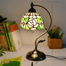 Tiffany Gooseneck Table Lamp 1 Head Metal Nightstand Light with Hand Cut Glass Shade