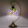 Tiffany Gooseneck Table Lamp 1 Head Metal Nightstand Light with Hand Cut Glass Shade