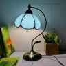 Tiffany Gooseneck Table Lamp 1 Head Metal Nightstand Light with Hand Cut Glass Shade