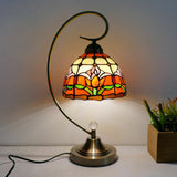 Tiffany Gooseneck Table Lamp 1 Head Metal Nightstand Light with Hand Cut Glass Shade