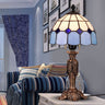 Blue and White Glass Bowl Table Lamp Tiffany 1-Light Coffee Night Light for Bedroom