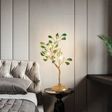 Tree Bedside Table Light Natural Agate 4-Light Art Deco Nightstand Lamp with Gold Base